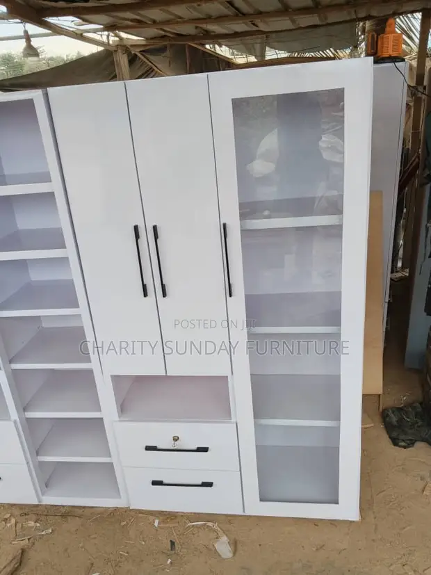 Premium Four-in-One Wardrobe with Side Glass - 1