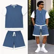 Men's Cotton Blend 2-Piece T-Shirt & Shorts Set - 2