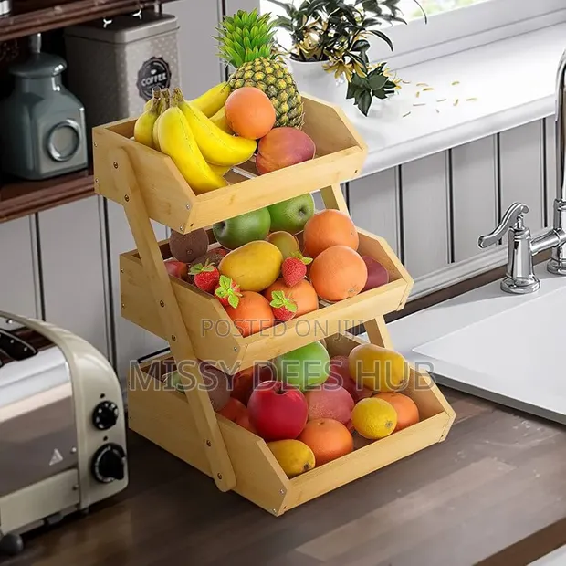3-Tier Wooden Fruit Stand - 1