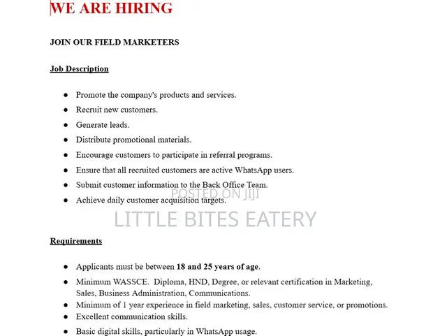 Field Marketer - Little Bites Eatery - 1