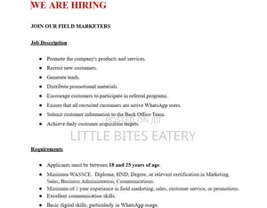 Field Marketer - Little Bites Eatery