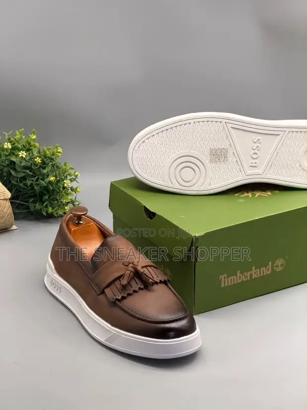 Brown Leather Tassel Loafer Sneakers - 1