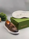 Brown Leather Tassel Loafer Sneakers - 1
