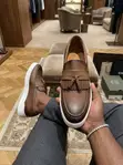 Brown Leather Tassel Loafer Sneakers - 2