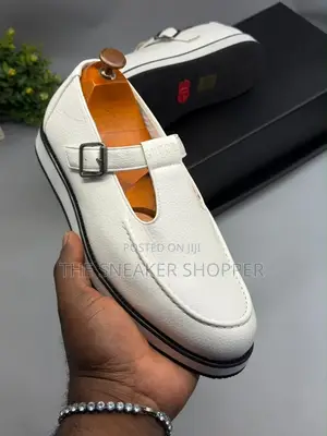 Gucci T-Bar Monk Loafer - White Leather