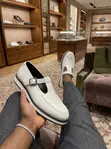 Gucci T-Bar Monk Loafer - White Leather - 2