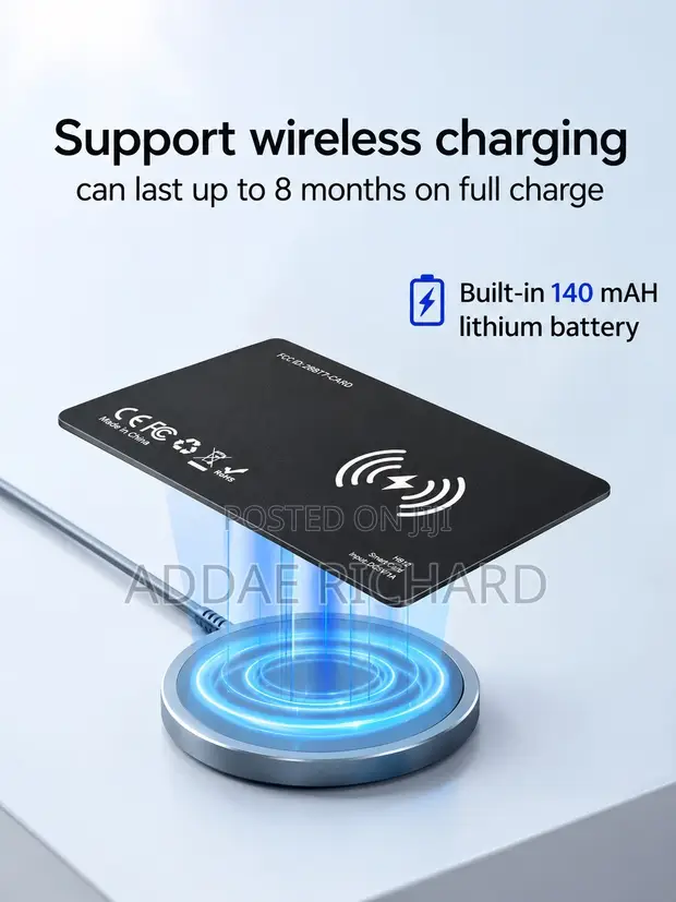 Ultra-Thin GPS Tracker Card with Wireless Charging & Apple Find My - 1