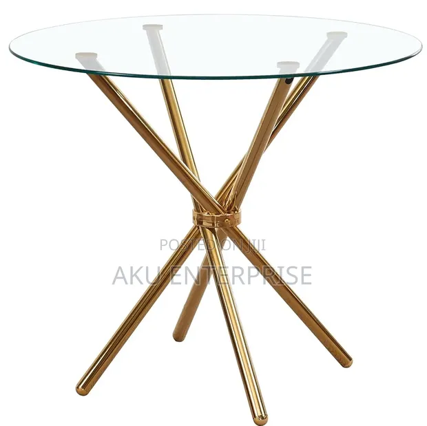 Round Dining Table - Gold Metal Frame - 1