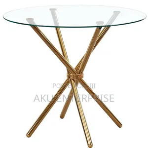 Round Dining Table - Gold Metal Frame