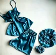 4-in-1 Silk Satin Nightwear Pajama Set - 4