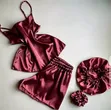 4-in-1 Silk Satin Nightwear Pajama Set - 5