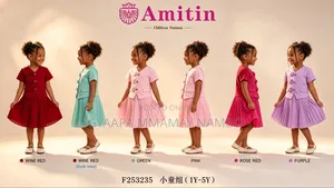 Classic Kids Dress - Blue, Knee-Length