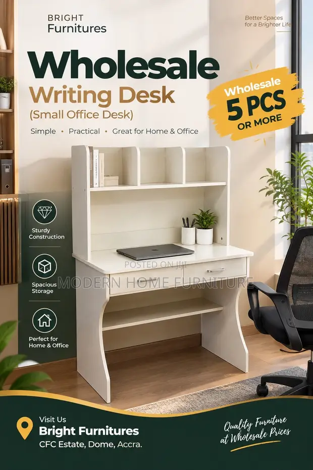 Writing Desk with Shelves and Drawers - 1