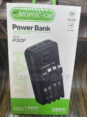 30000mAh Power Bank with Built-in Cables