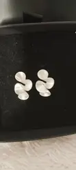 Pleated Wave Stud Earrings - 1