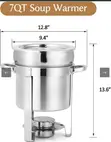 IMACONE 7QT Stainless Steel Chafing Dish Soup Pot - 4