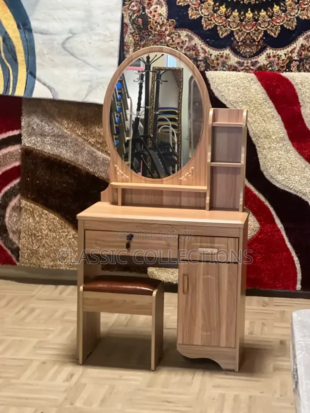 Wooden Dressing Table with Stool - 1