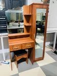 2-in-1 Wooden Dressing Table with Full-Length Mirror - 1