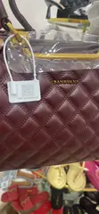 Luxury Quilted Ladies Handbag - Wine - 1