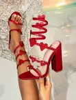 Women's Red Love Strap Heel - 1