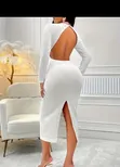 Women's Long Sleeve Bodycon White Dress - 2