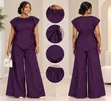 Purple 2 Piece Set: Top & Wide-Leg Trousers (Size L) - 2