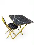 Black Folding Table and Chair Set - 1