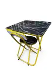 Black Folding Table and Chair Set - 2