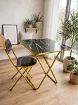 Black Folding Table and Chair Set - 3