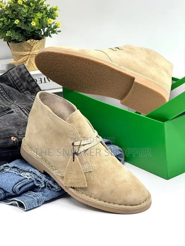 Clarks Desert Chukka Boots - Beige Suede - 1