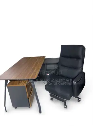 L Shape Executive Desk + Recliner Chair