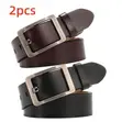2 Pieces 120cm Men's PU Leather Belt - Black/Brown - 2