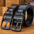 2 Pieces 120cm Men's PU Leather Belt - Black/Brown - 3