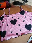 Cute Cherry Print Ribbed Pajama Set - 2
