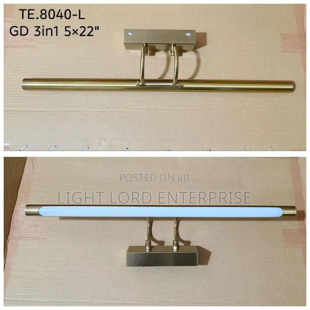 8040L GD Mirror Light - 12W Adjustable Warm White - 1