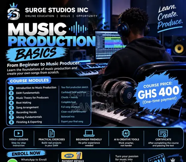 Music Production Basics Online Course - Surge Studios Inc - 1
