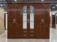 Modern Walnut 6-Door Wardrobe with Mirrors & Drawers - 2