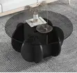 Modern Round Black Coffee Table with Glass Top - 1