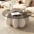 Modern Round Black Coffee Table with Glass Top - 2