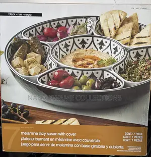 Malamine Lazy Susan with Covers - 7 Piece Set