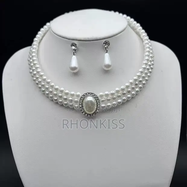 Pearl Necklace Set - White - 1