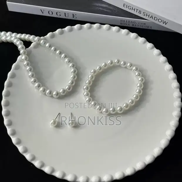 Pearl Necklace Set - White - 1