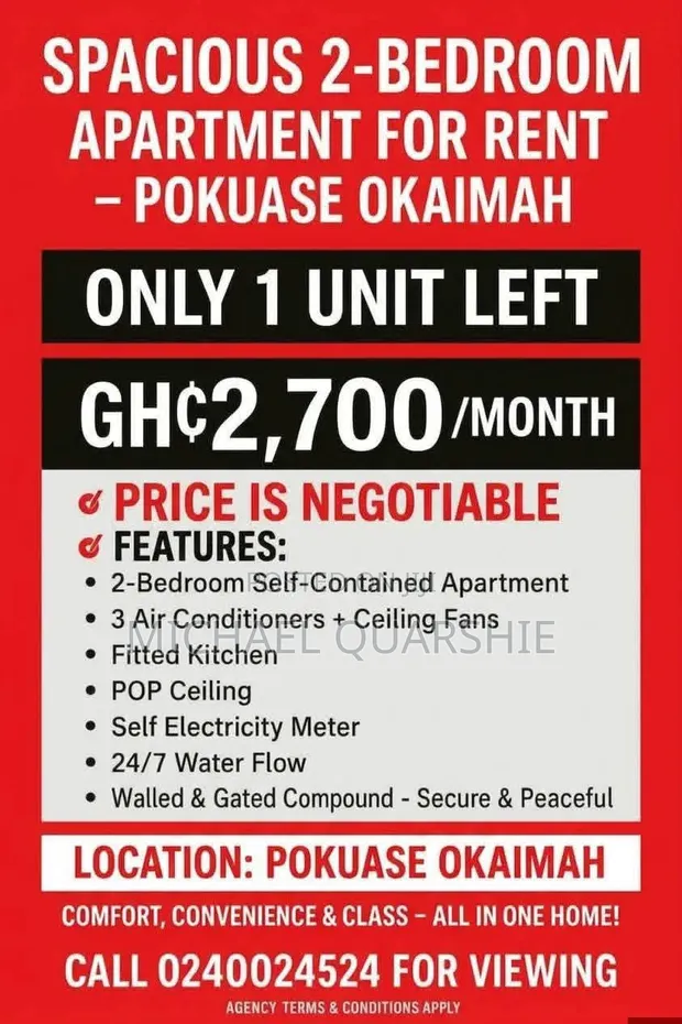 2-Bedroom Apartment for Rent in Dunyo Block Factory, Accra - 1