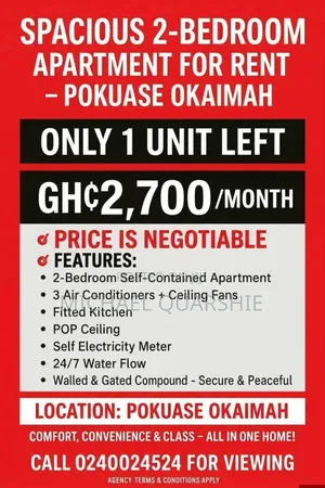 2-Bedroom Apartment for Rent in Dunyo Block Factory, Accra