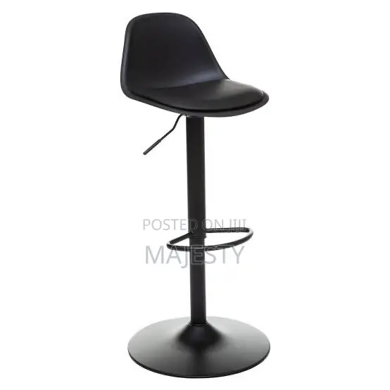 Sleek Modern Adjustable Bar Stool - Black - 1
