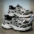 GALUIN Men's Breathable Mesh Chunky Sneakers - Black & White - 2