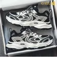 GALUIN Men's Breathable Mesh Chunky Sneakers - Black & White - 3