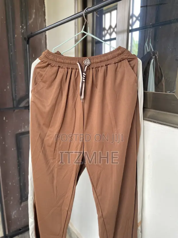 Cotton Unisex Joggers - Brown, 5XL - 1