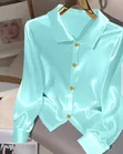 Luxury Long Sleeve Silk Satin Button-Down Shirt - 1