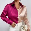 Luxury Long Sleeve Silk Satin Button-Down Shirt - 3